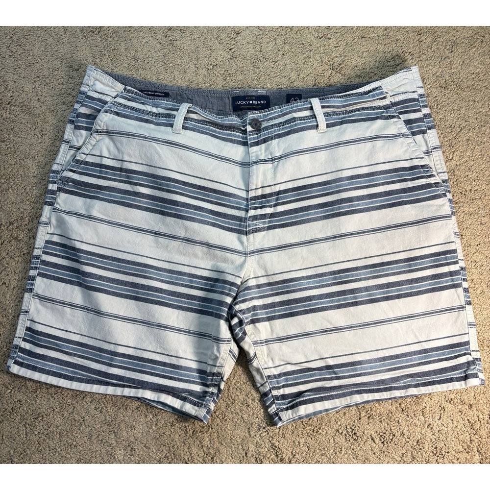 Lucky Brand Saturday Stretch Shorts Men 42 Striped Slash Pockets Hi-Rise Casual